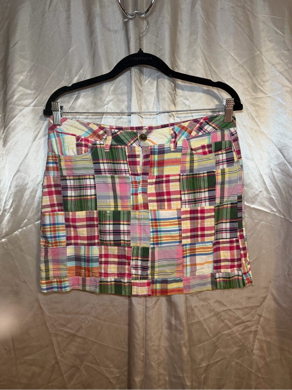 Faded Glory Patchwork Madras Mini Skirt Women’s Preppy Size 4
